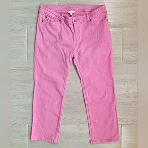 Lilly Pulitzer Kennedy Bright Pink Cropped Jeans Stretch Pockets Preppy Size 10